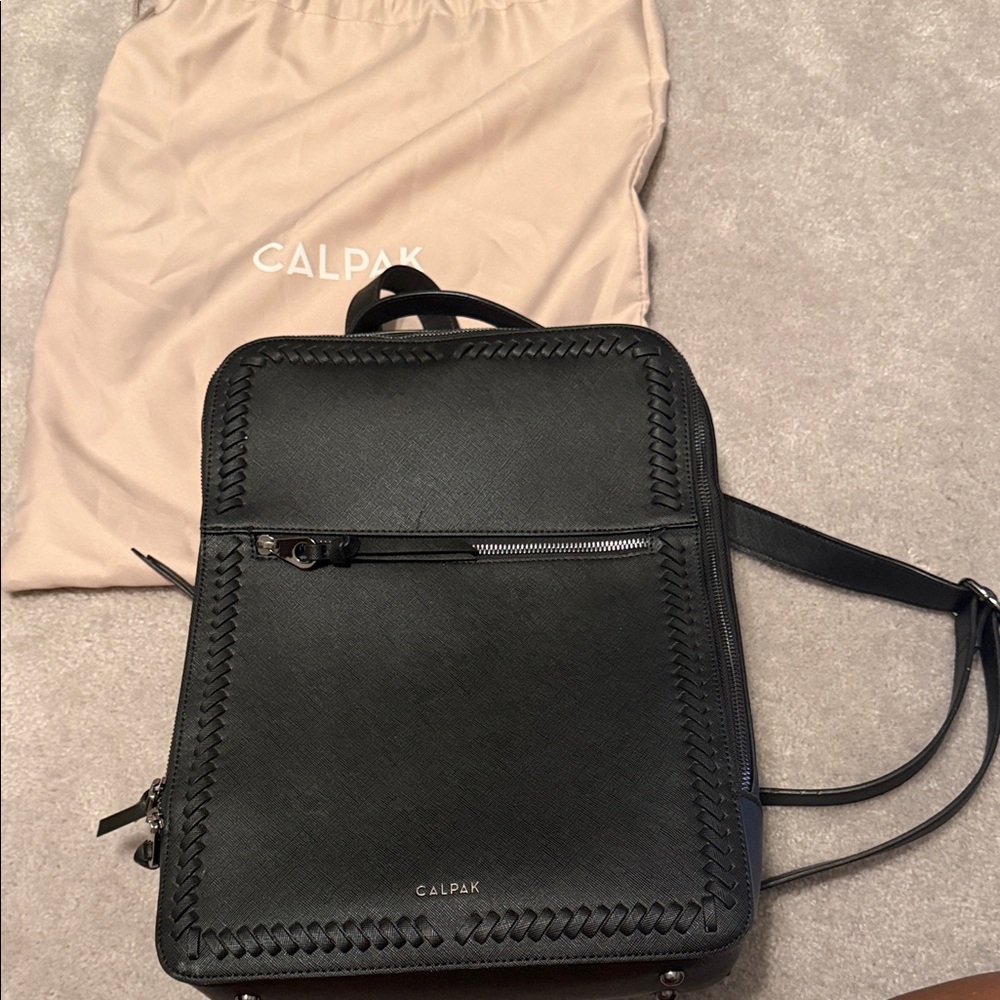 Calpak Black Backpack with Woven Detail